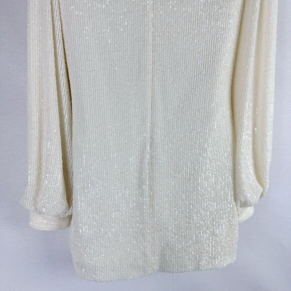 Alexis Lunia Ivory Sequin Puff Sleeve Mini Dress XS Bridal Cocktail Holiday - Picture 7 of 10